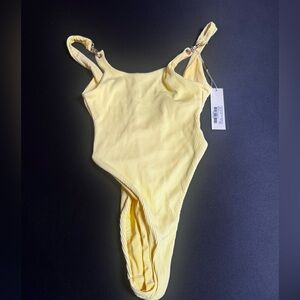 Meshki Zara Yellow Ribbed Kids One-Piece with Metal Ring Straps NWT